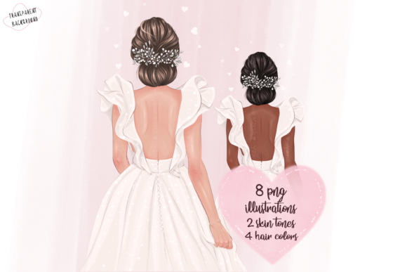 Elegant Bridal Clipart: 8 PNGs for Wedding Creations