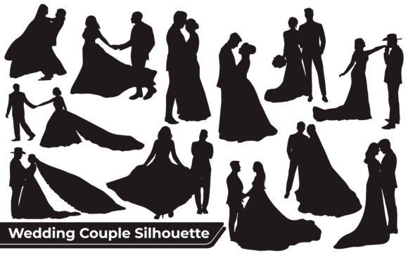 Elegant Wedding Couple Silhouettes: A Designer's Versatile Asset