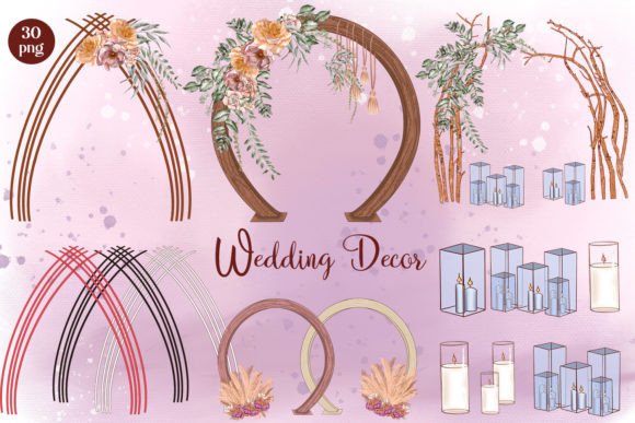 Elegant Wedding Decor Arches with Flowers: A Clipart Collection