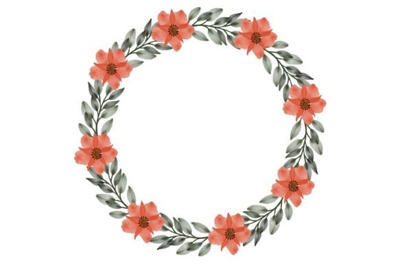 Orange Floral Wreath: A Watercolor Design for Wedding Cards