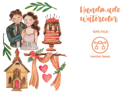 Watercolor Wedding Elements: Hand-Painted Charm in Digital Form