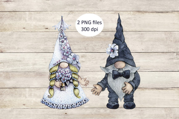 Watercolor Wedding Gnomes Clipart Png: Whimsy for Your Designs