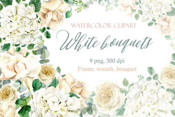 Wedding Frame White Roses & Eucalyptus: Your Go-To Floral Design Kit