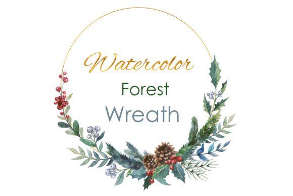 Winter Wreath PNG: Watercolor Wedding Greenery Clipart